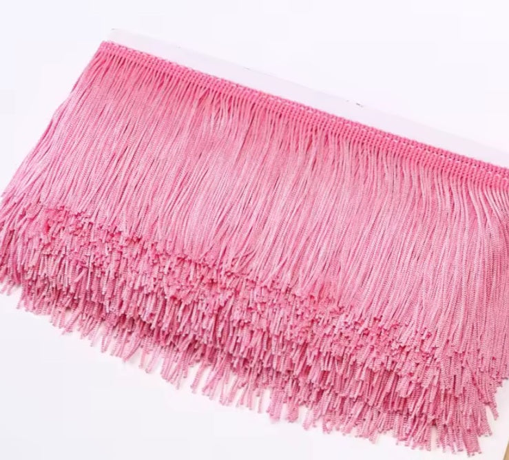 Pink 3" tassle fringe trim -- one yard long