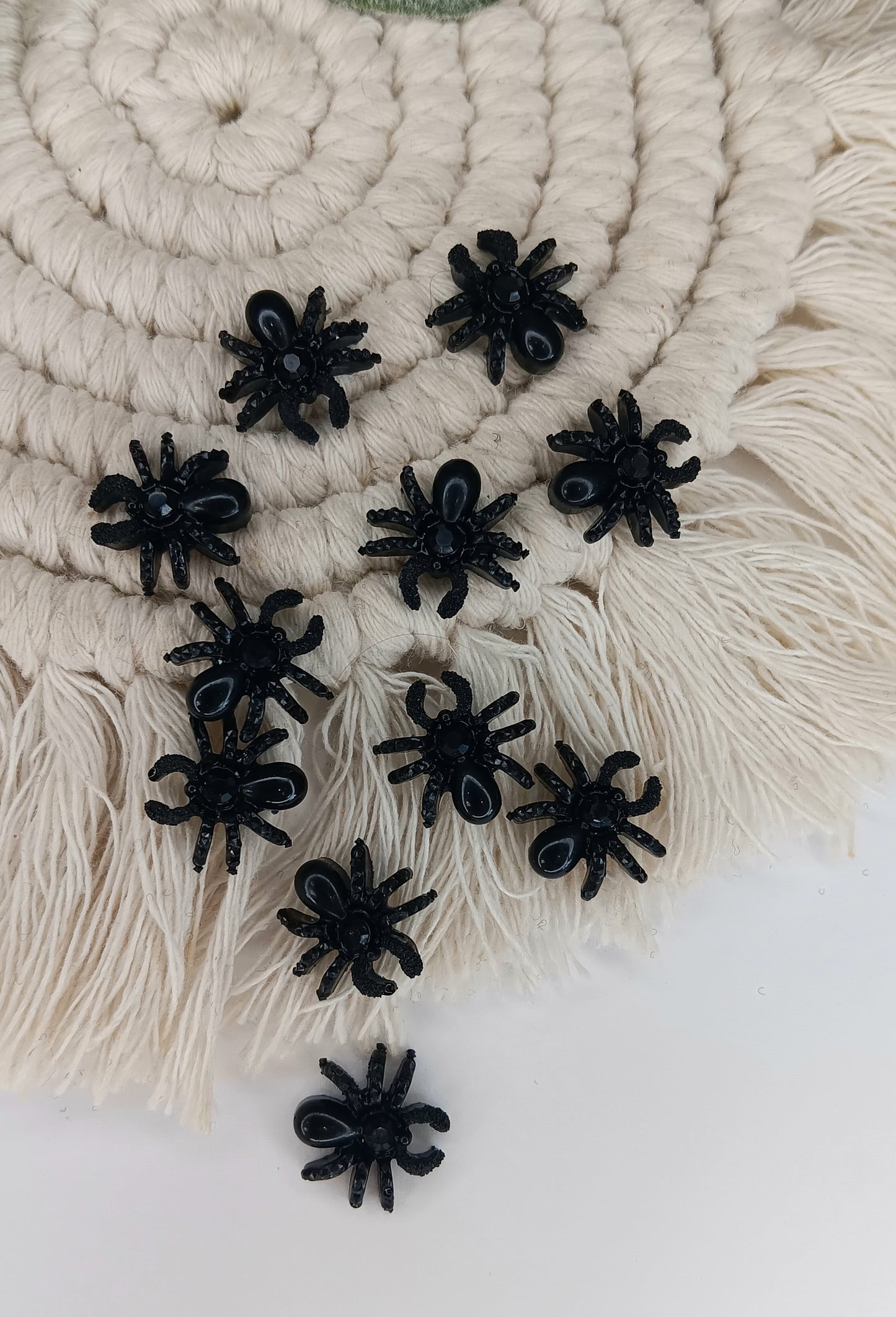 5pc flat back black spider embellishments