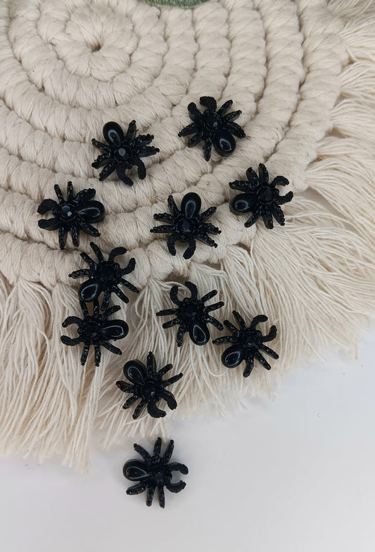 5pc flat back black spider embellishments