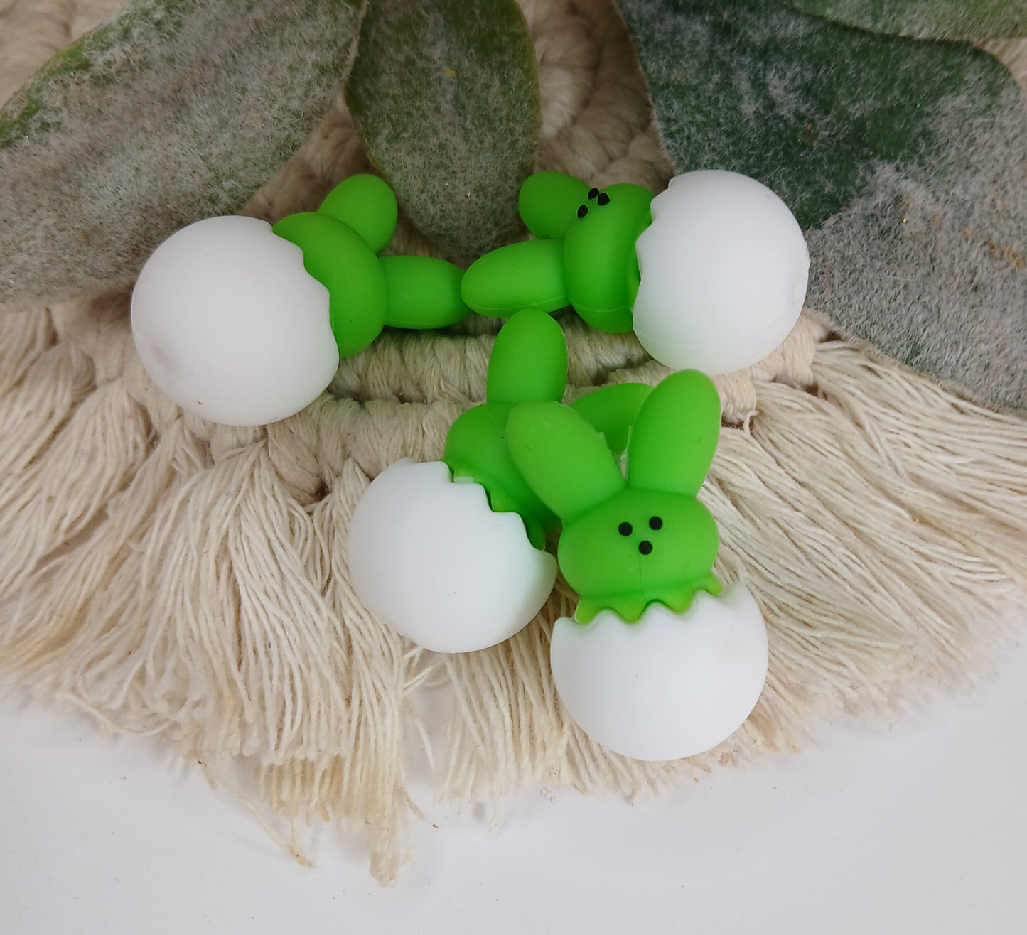 3D Green Bunny in Egg focal bead