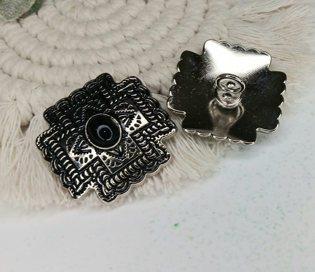 1pc 34X34mm Black Stone Embellishment