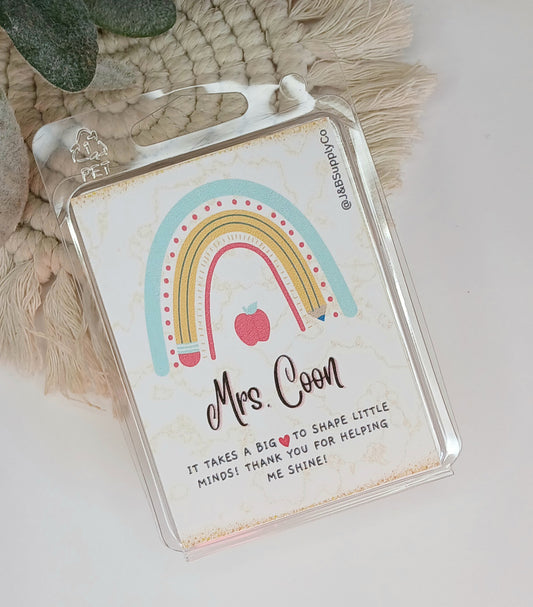Rainbow CUSTOMIZEABLE Teacher Gift Scented 2.5oz Soy Wax Melt Bar