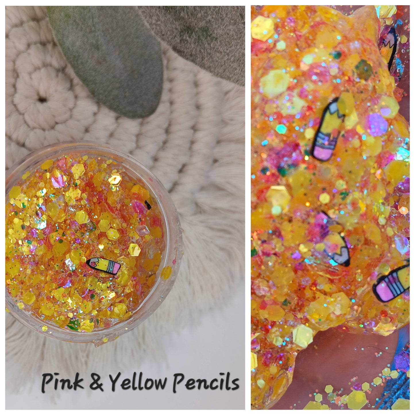 Pink & Yellow Pencils Hair/Body Glitter Gel~ wholesale buyers read description