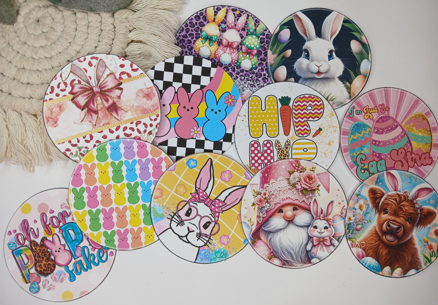 11pc Easter theme circle cardstock cut-outs
