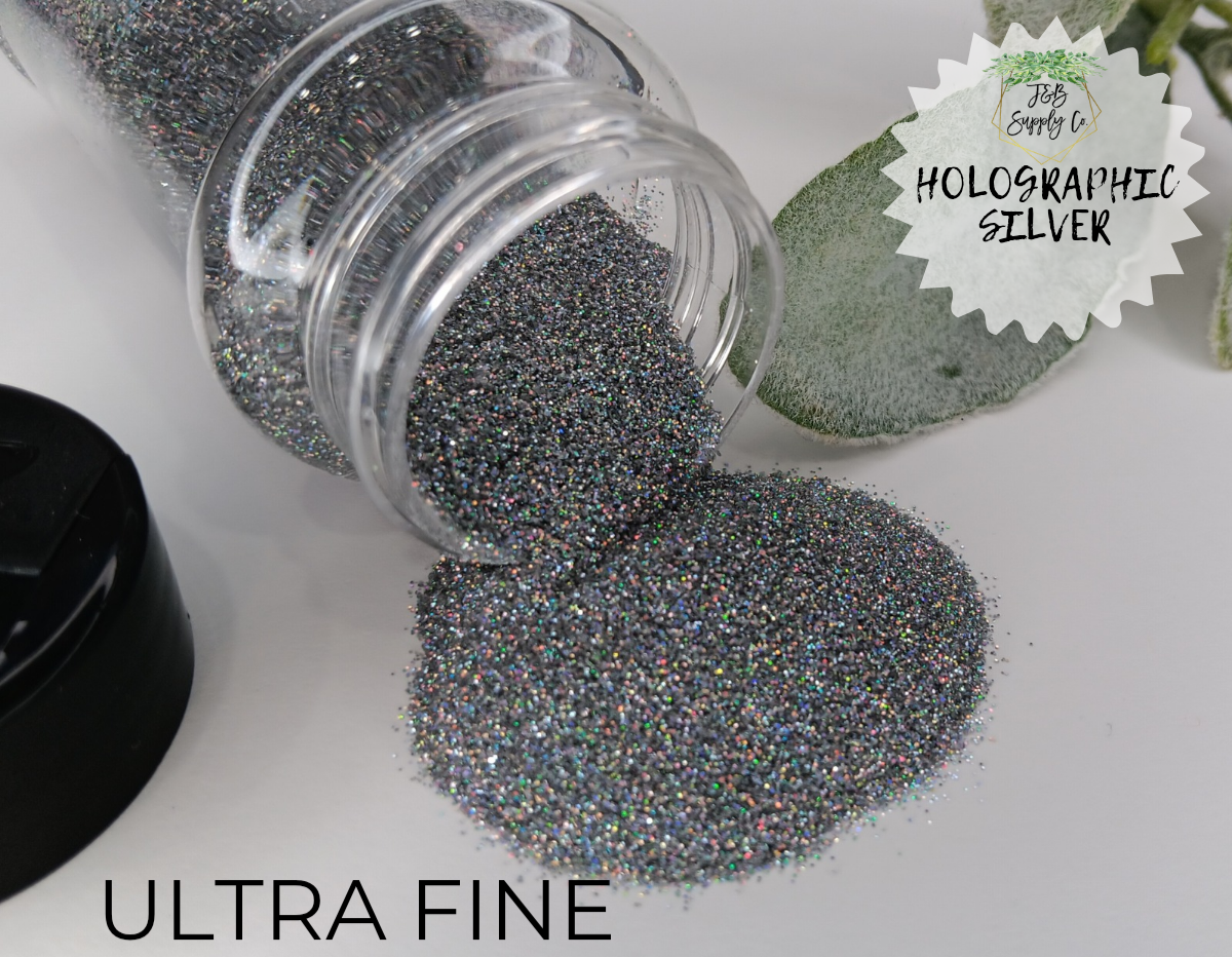 1.5oz Hollographic Silver Utra Fine & Chunky Glitter Option