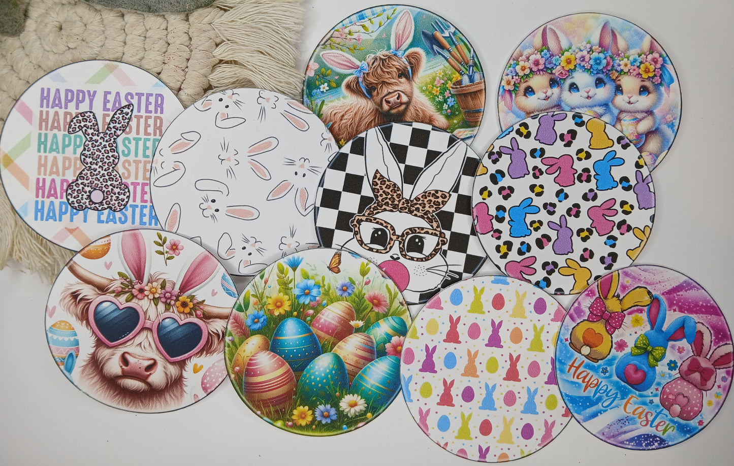 10pc Easter theme circle cardstock cut-outs