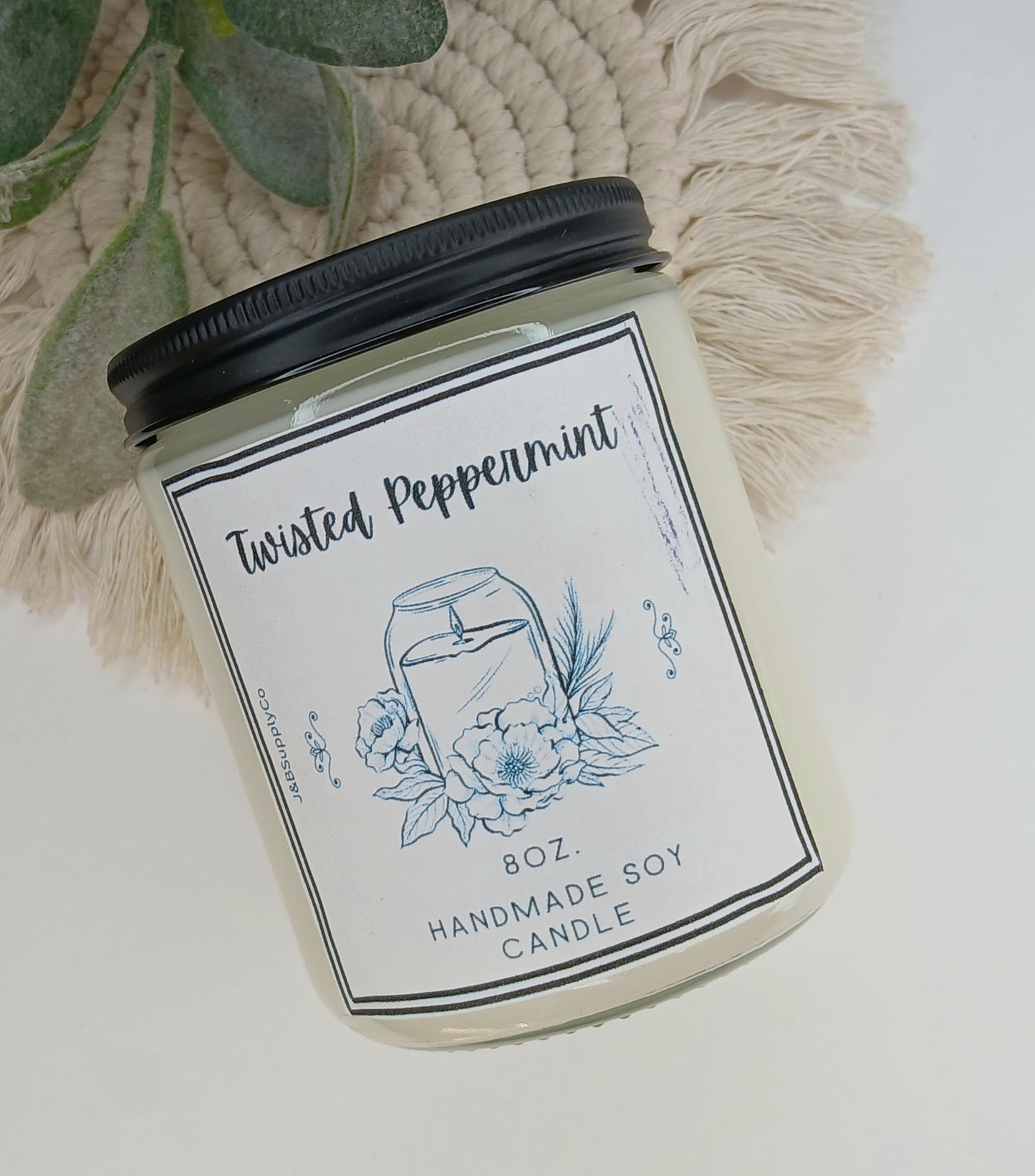 8oz Twisted Peppermint Single Wick Soy Candle