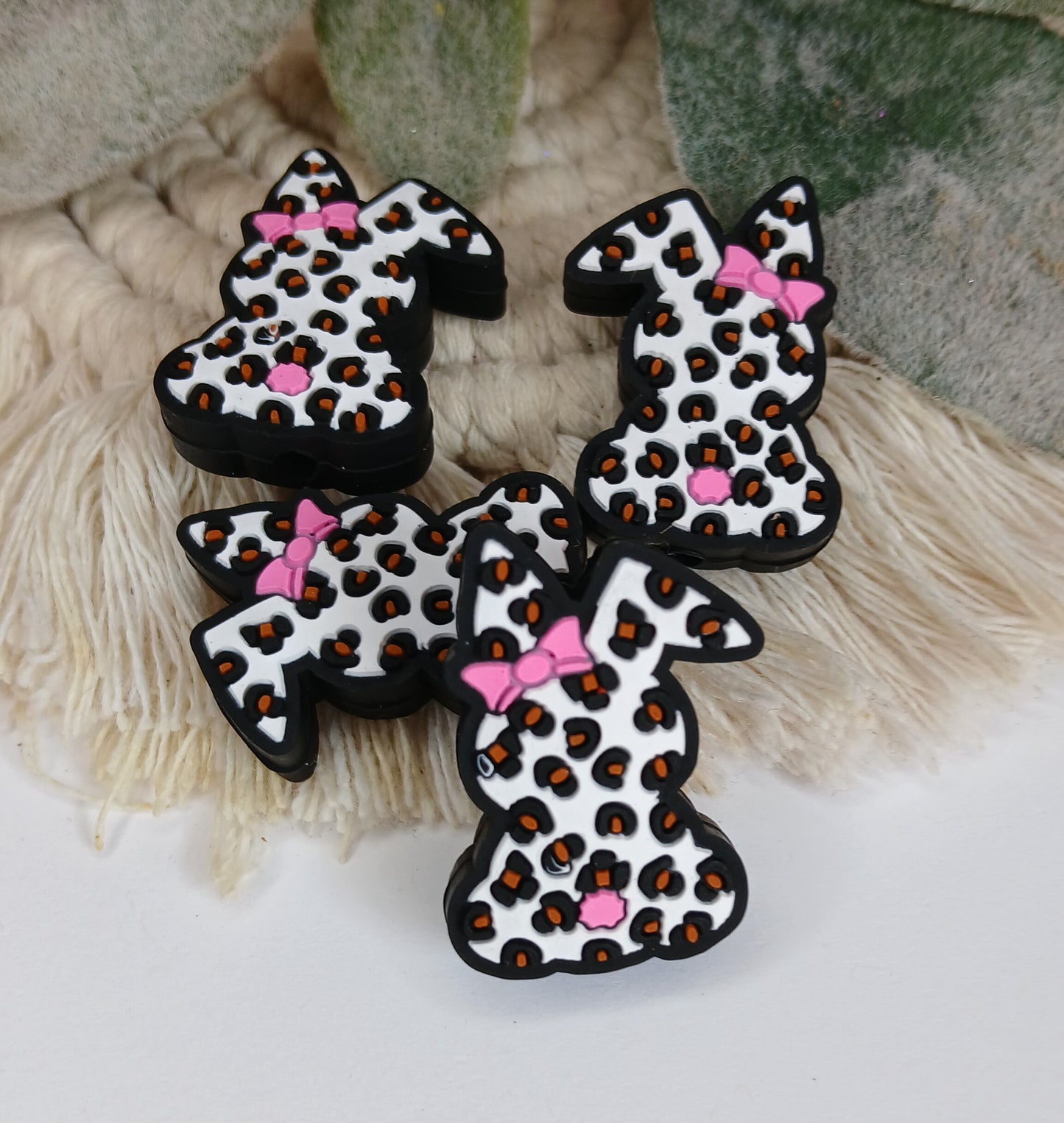 Leopard Print Bunny focal bead
