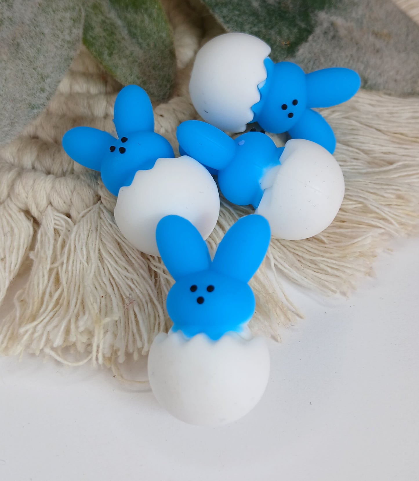 3D Blue Bunny in Egg focal bead