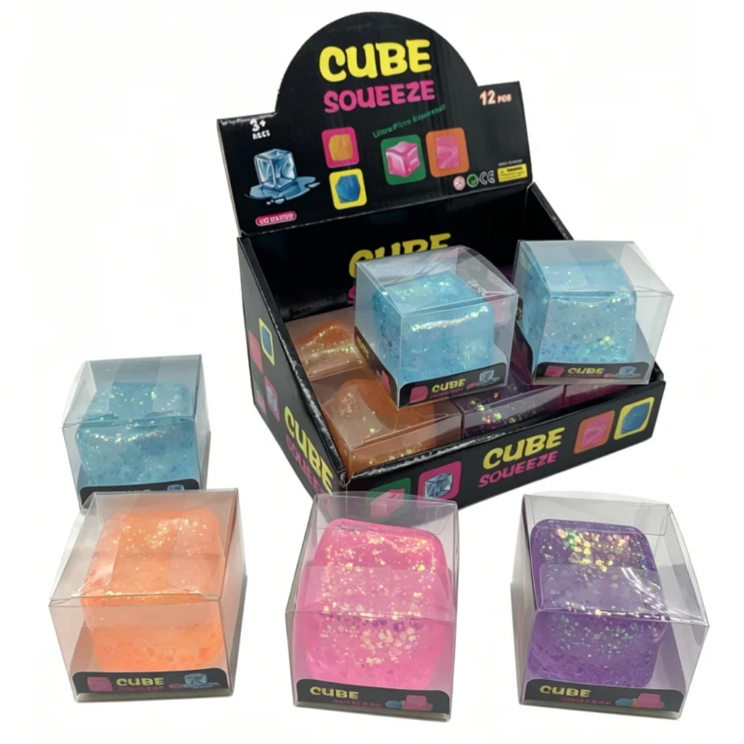 Glitter Cube squishy Pre-order: ARRIVES around JULY 22ND: Fun booth fillers: Fun Sensory toys: Colors will be sent at random