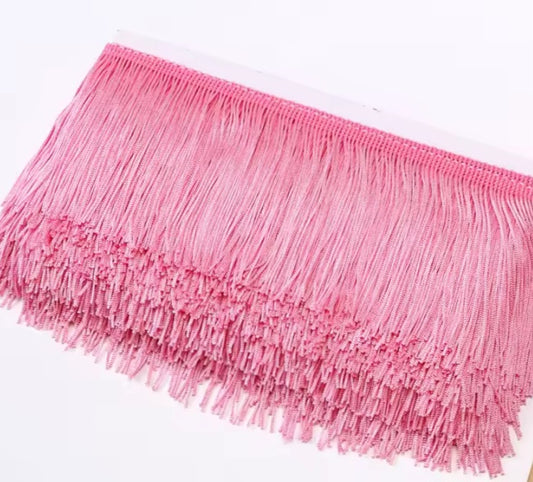 Pink 3" tassle fringe trim -- one yard long