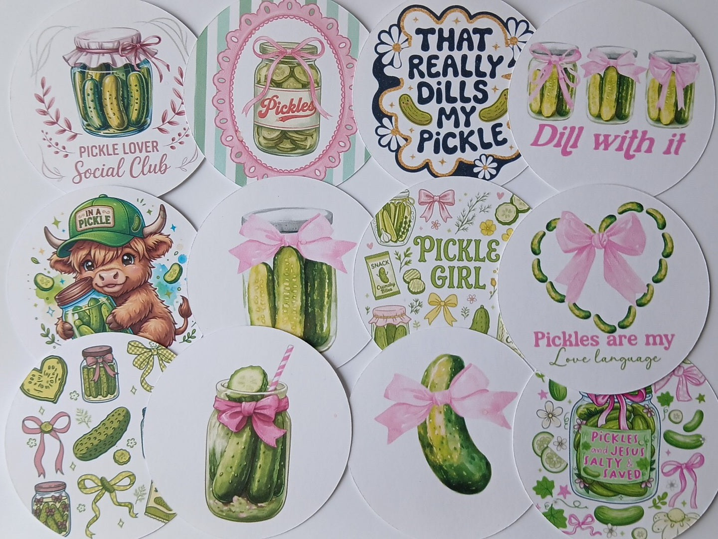 11pc Pickle theme circle cardstock cut-outs