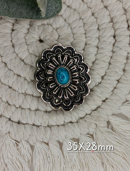 1pc 35X28mm Turqoise Concho Embellishment