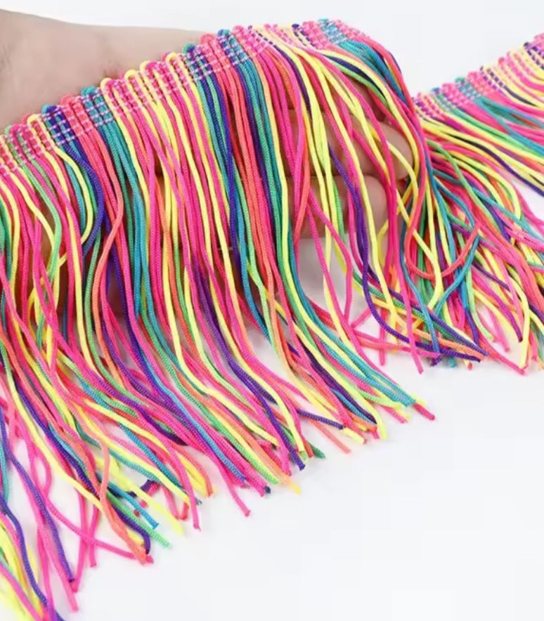Bright Neon 3" tassle fringe trim -- 1 yard