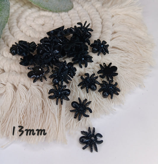 5pc flat back black spider embellishments