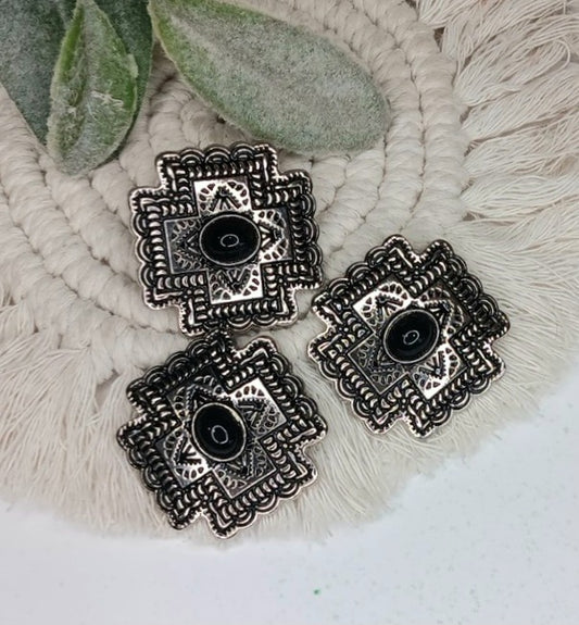 1pc 34X34mm Black Stone Embellishment