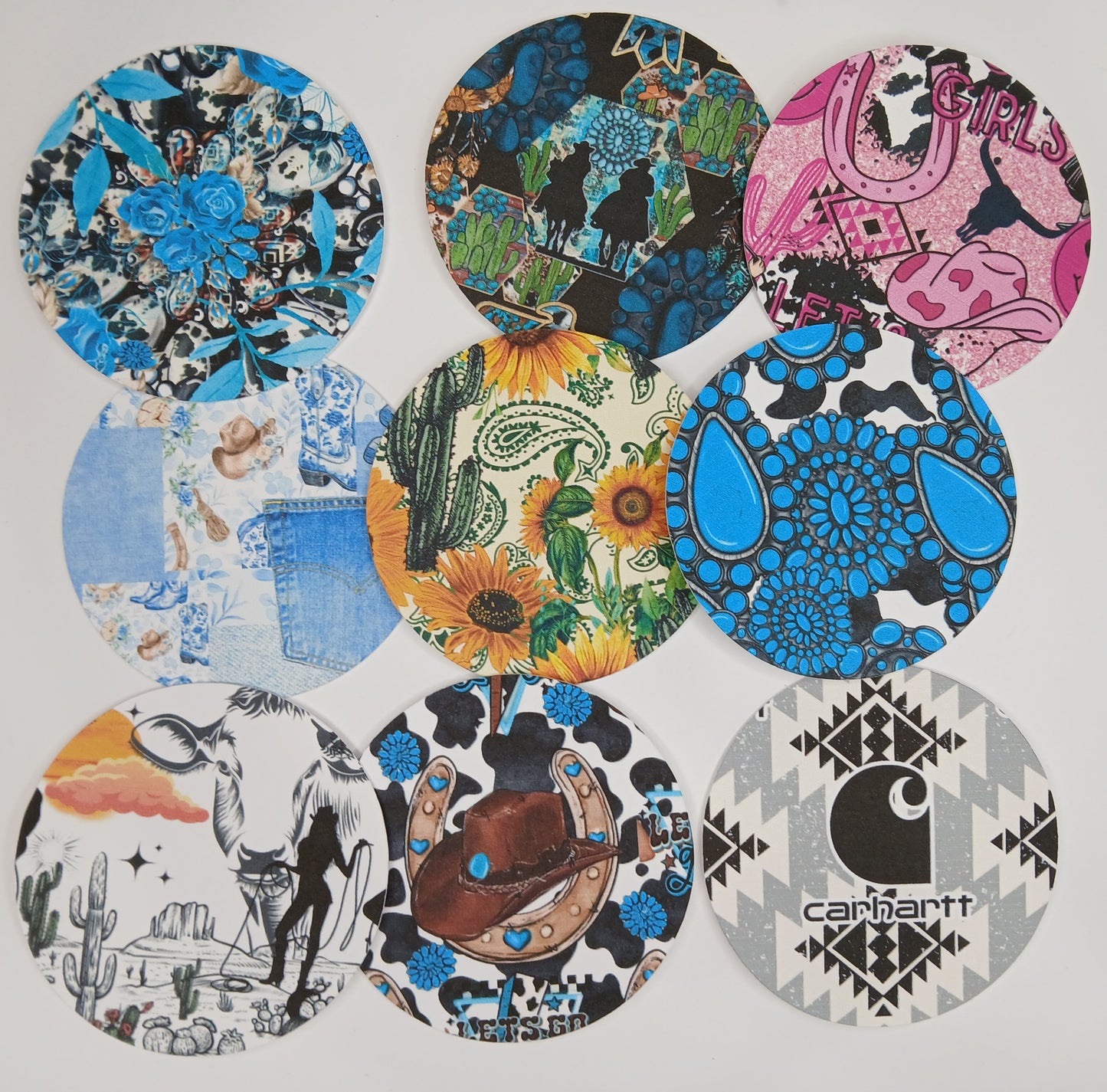 9pc Western1 theme circle cardstock cut-outs
