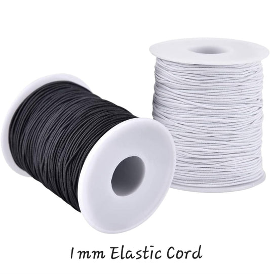 Large roll elastic cord- 1mm thickness- white or black color option- each roll is 110 yards