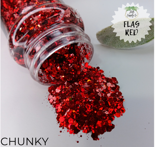 1.5oz Flag Red Utra Fine & Chunky Glitter Option