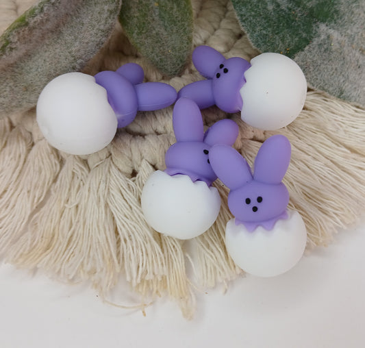 3D Purple Bunny in Egg focal bead