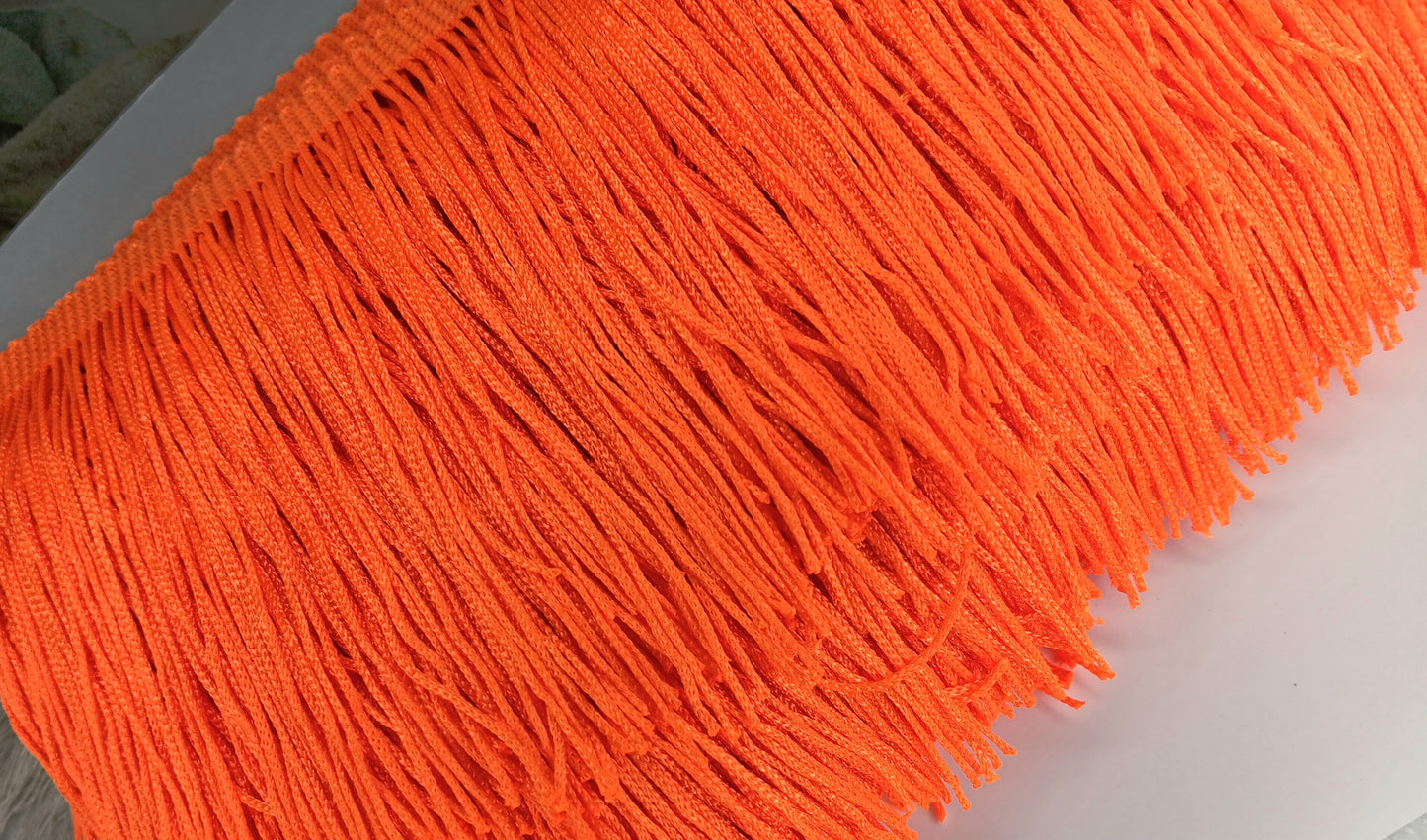 Neon Orange 3" tassle fringe trim -- one yard long