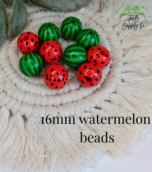 10pc wooden 16mm watermelon beads