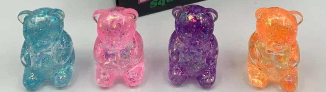 Glitter Bear Squishy Pre-order: ARRIVES around JUNE 28TH: Fun booth fillers: Fun Sensory toys: Colors will be sent at random