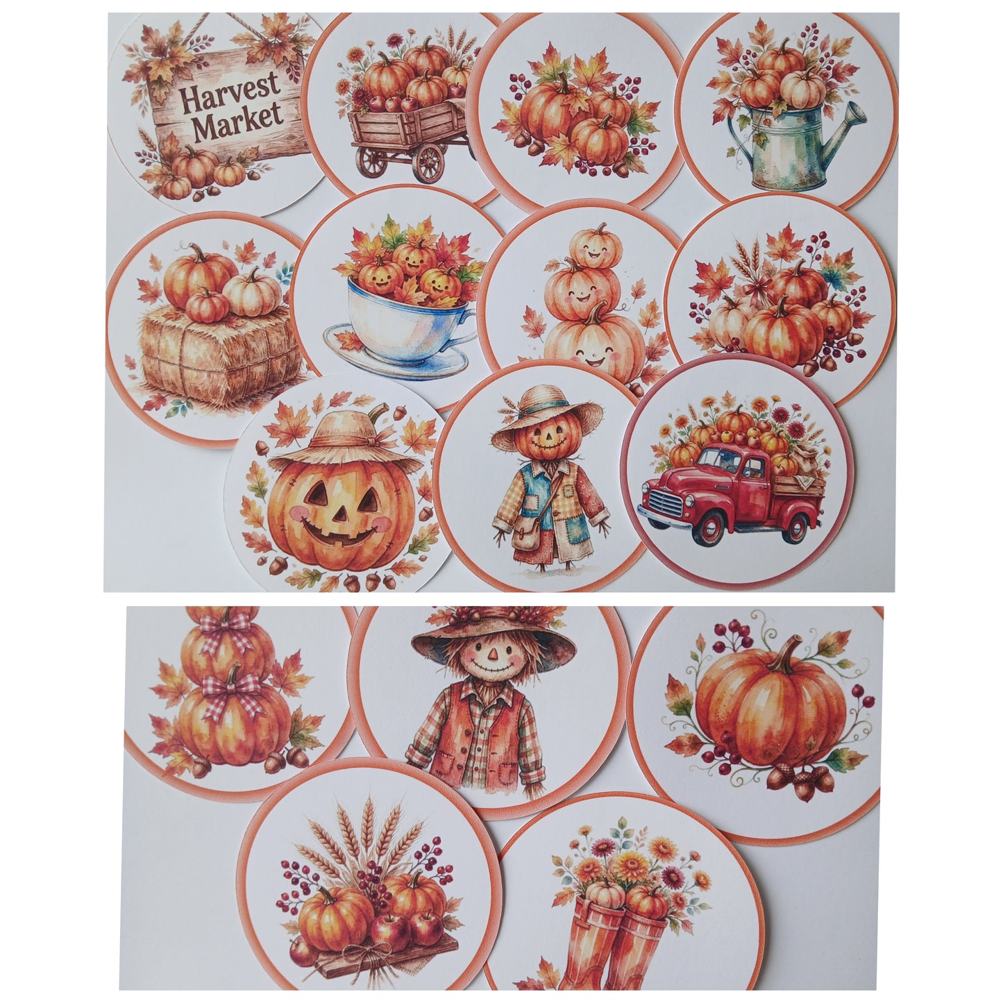 11pc Fall theme circle cardstock cut-outs