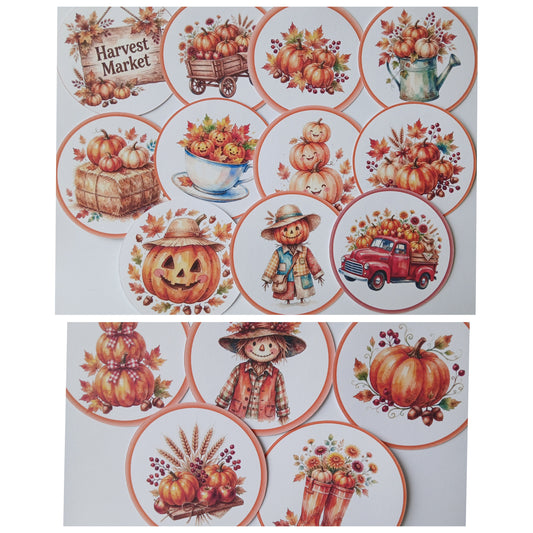 11pc Fall theme circle cardstock cut-outs