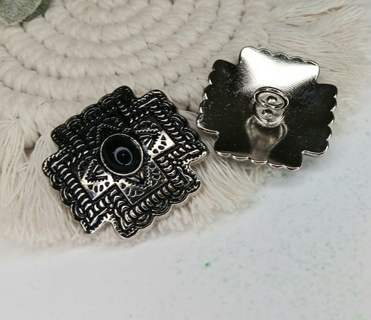 1pc 34X34mm Black Stone Embellishment