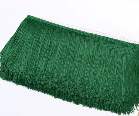 Green 3" tassle fringe trim -- one yard long