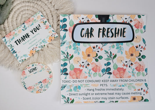 Custom cardstock bag inserts & scent stickers