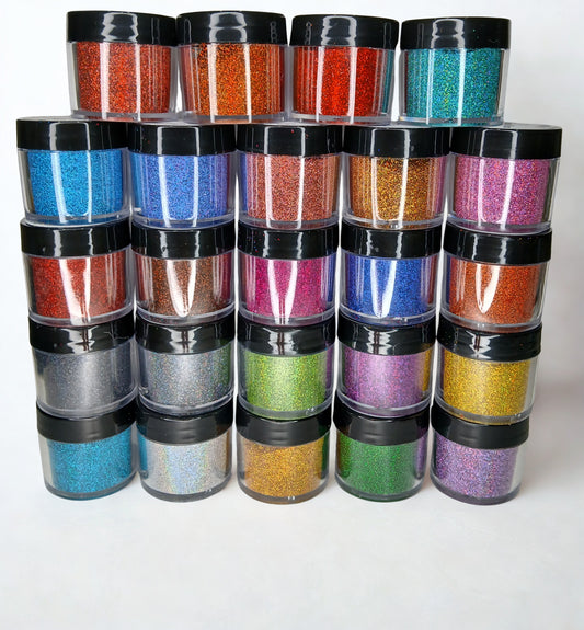 24 piece glitter dust set - holographic shimmer - 1/128 (.2mm)