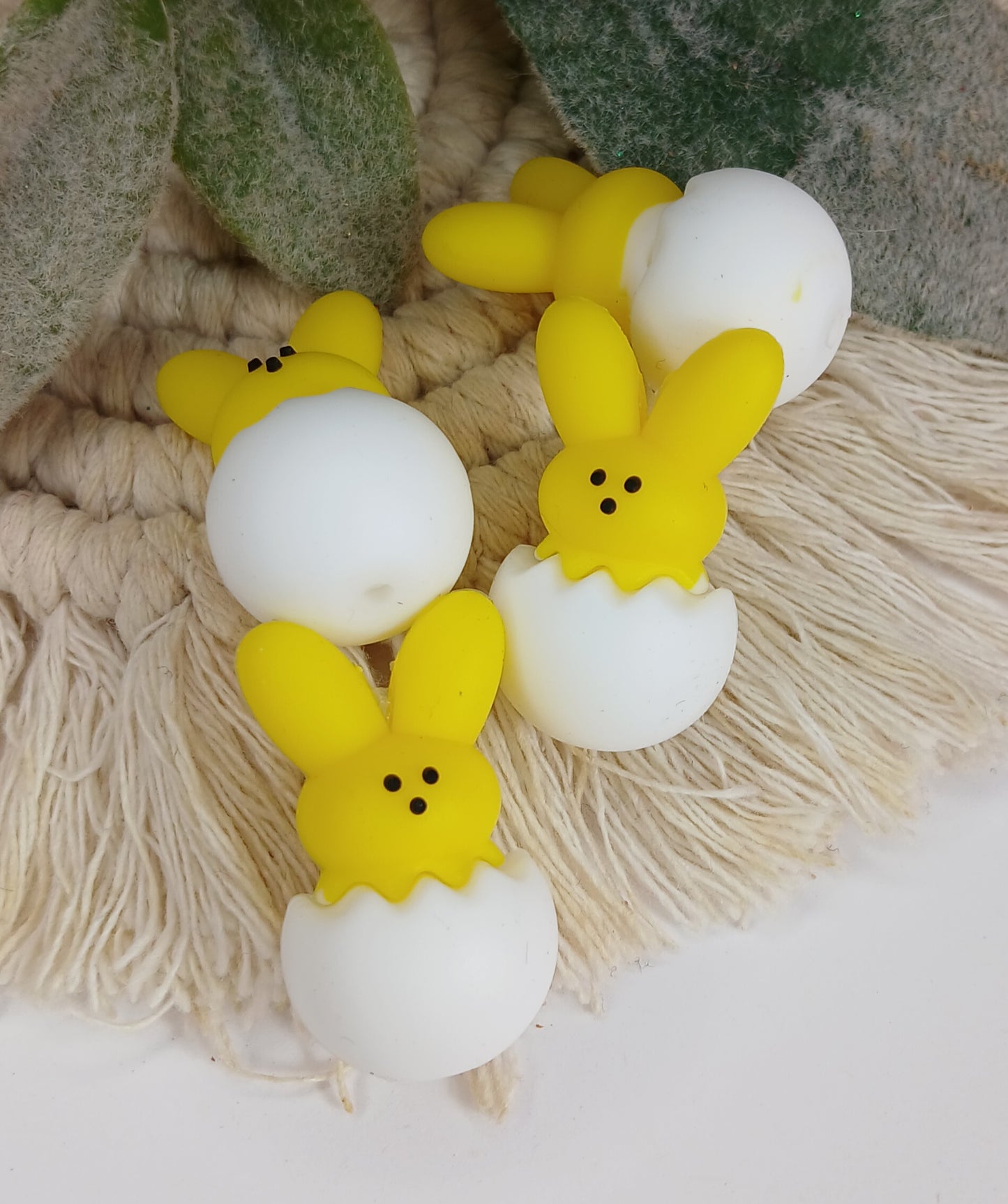 3D Yellow Bunny in Egg focal bead