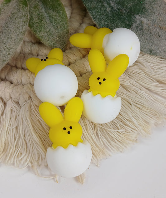 3D Yellow Bunny in Egg focal bead