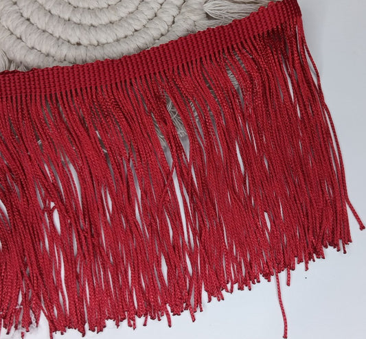 Burgandy 3" tassle fringe trim -- one yard long
