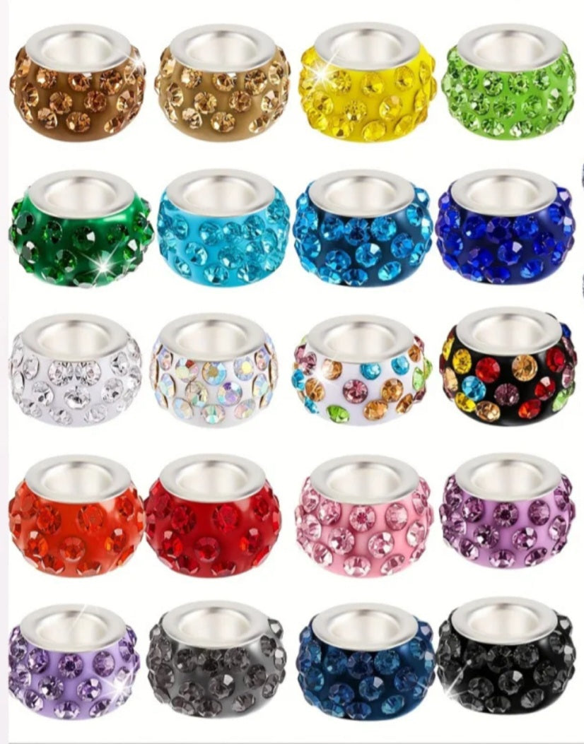 10pc Rhinestone Beads- 12mm rhinestone spacer beads- Bead Making- Freshie Hangers- jewelry making