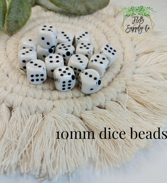 5pc dice 10mm beads