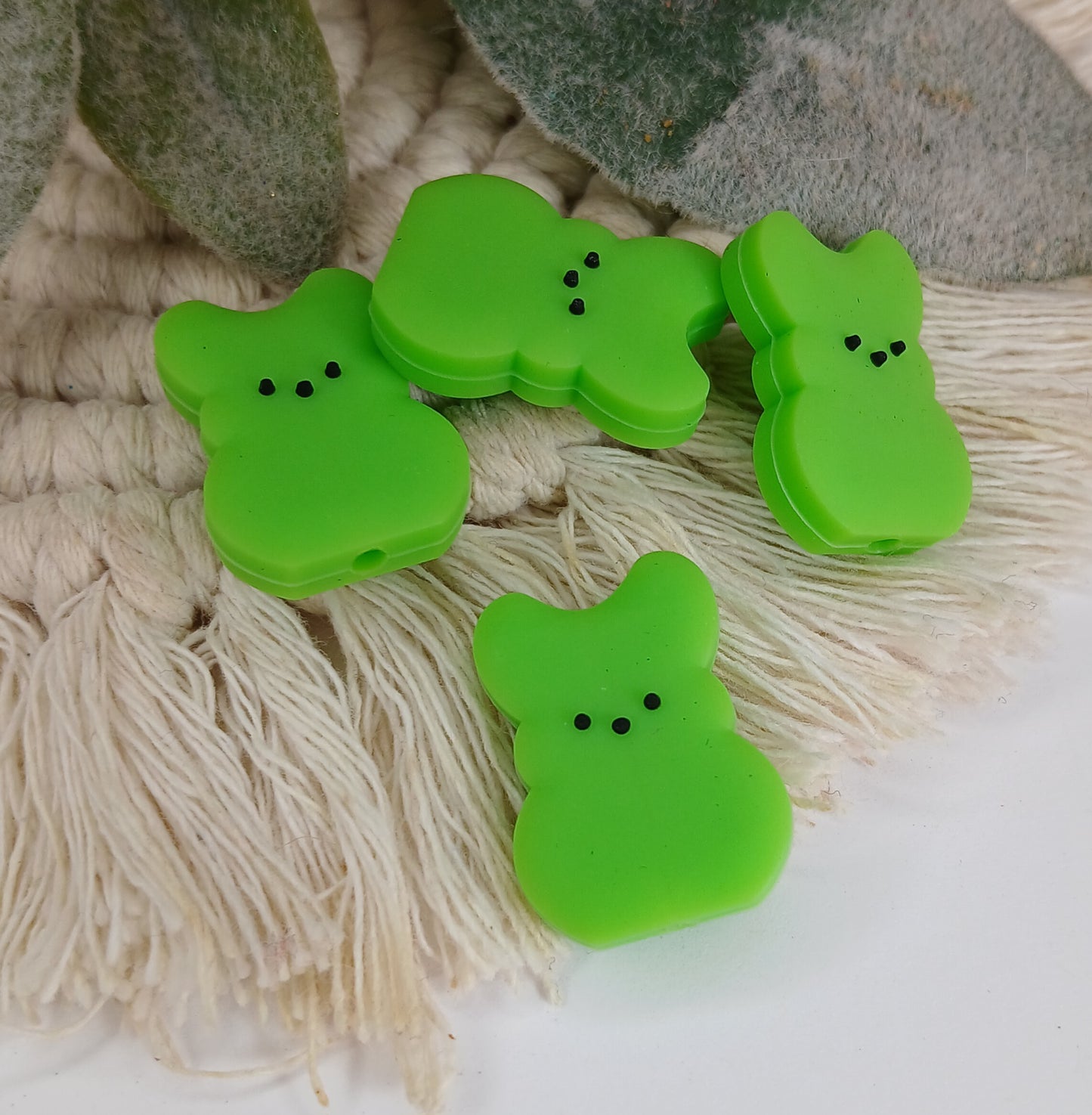 Green Peep Bunny focal bead