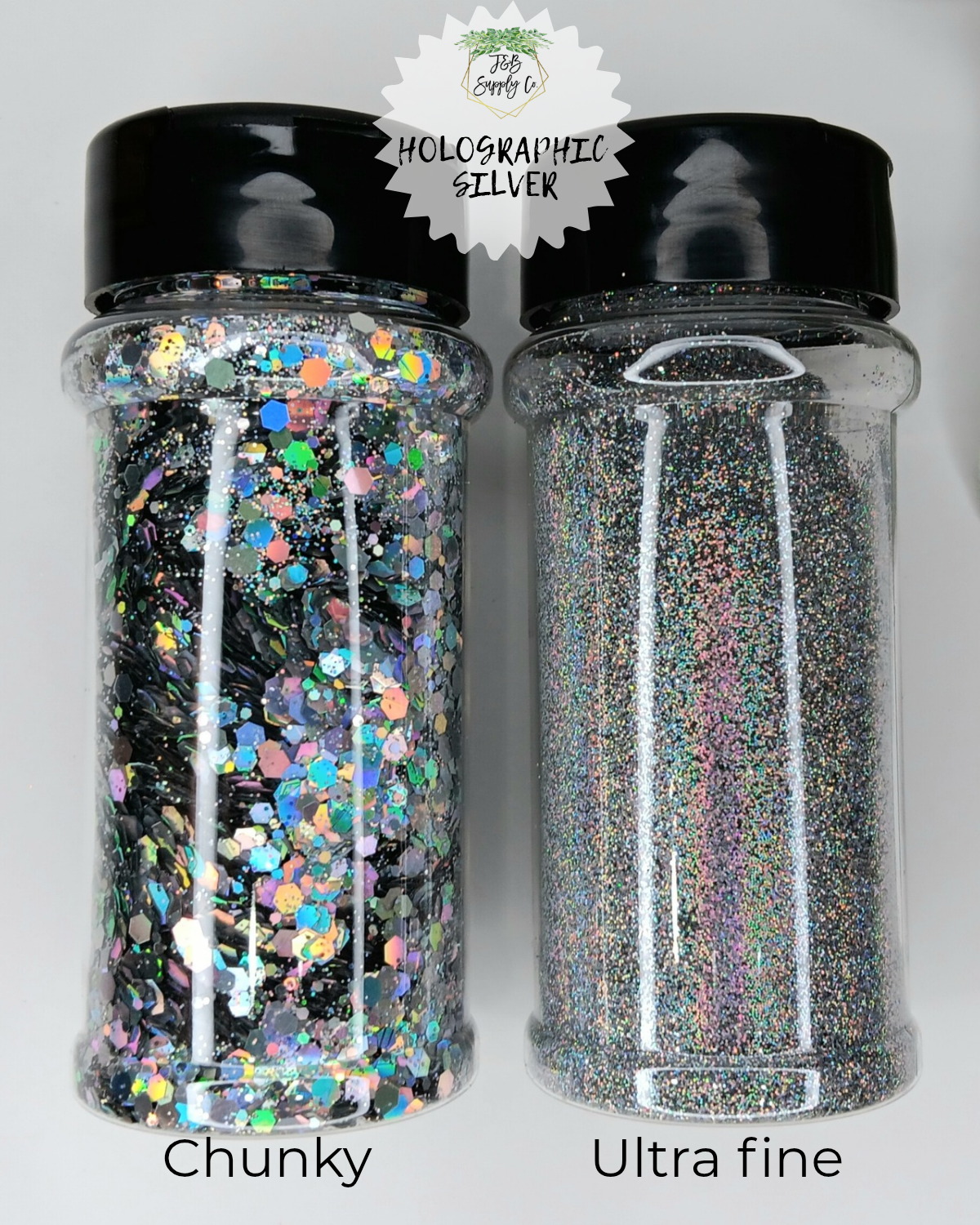 1.5oz Hollographic Silver Utra Fine & Chunky Glitter Option
