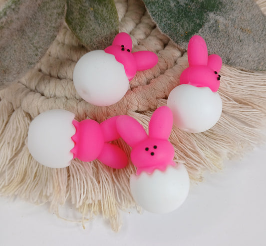 3D Pink Bunny in Egg focal bead