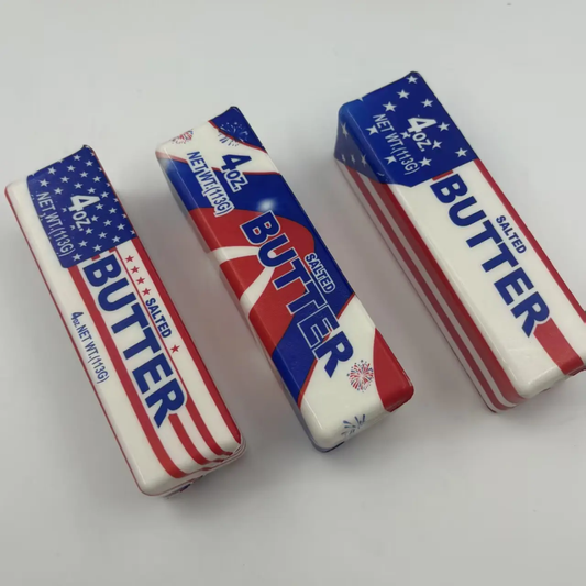 Red/White/Blue Viral Butter Slow Rise Squishy Pre-order: ARRIVES around JUNE 2ND: Fun booth fillers: Sensory toys: Mix of all 3 designs shown
