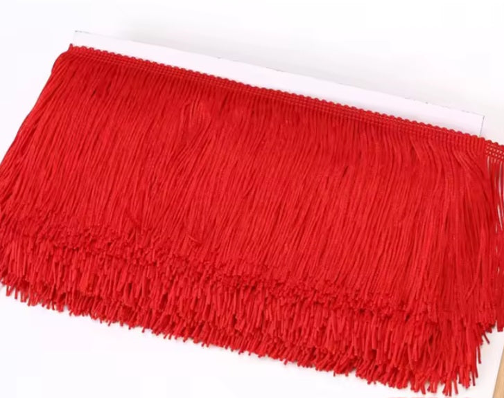 Red 3" tassle fringe trim -- one yard long