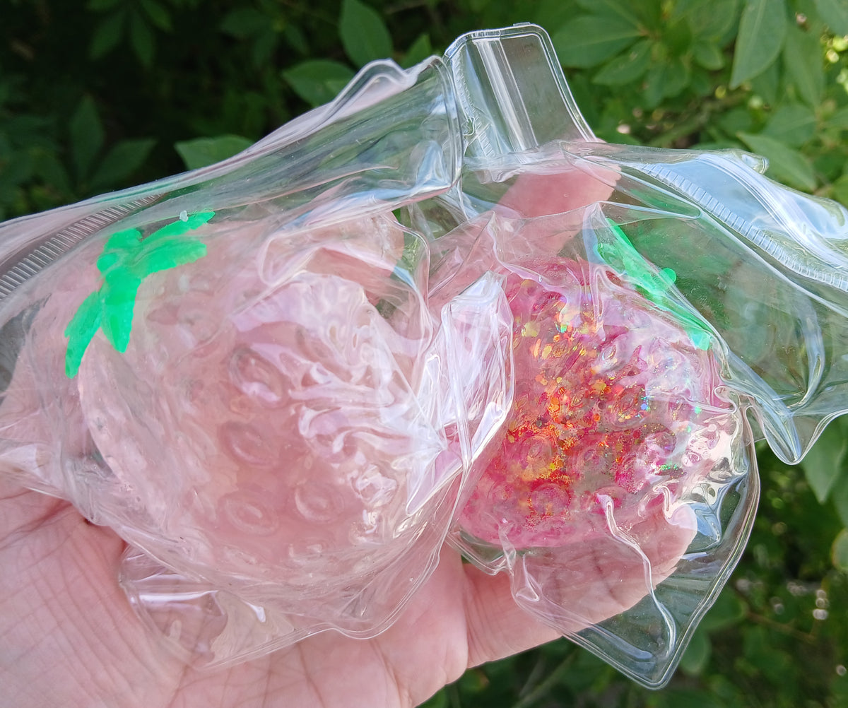 Pink & Red Strawberry Squishy: READY TO SHIP: Fun booth fillers: Sensory toys
