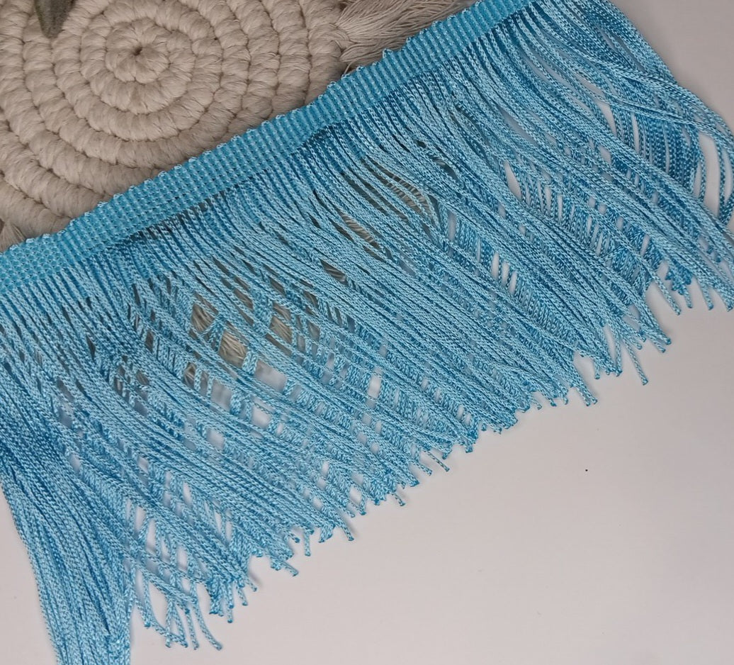 Light Blue 3" tassle fringe trim -- one yard long