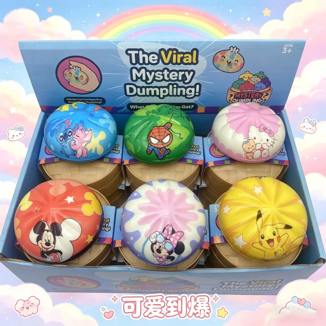 Slow Rise (like the butter squishys) Dumpling Pre-order: ARRIVES around JUNE 19TH: Fun booth fillers: Fun Sensory dumpling toys: Colors will be sent at random