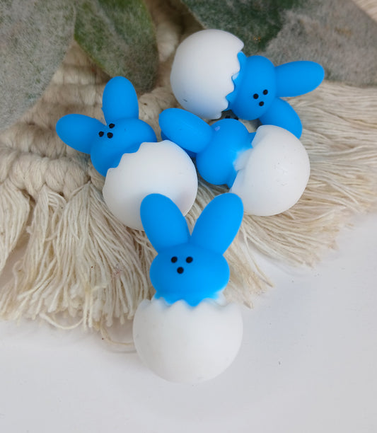 3D Blue Bunny in Egg focal bead