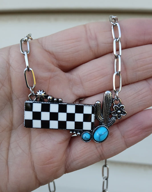 Western Necklace: READY TO SHIP: Booth fillers: Western Jewelery: Checkered Cactus