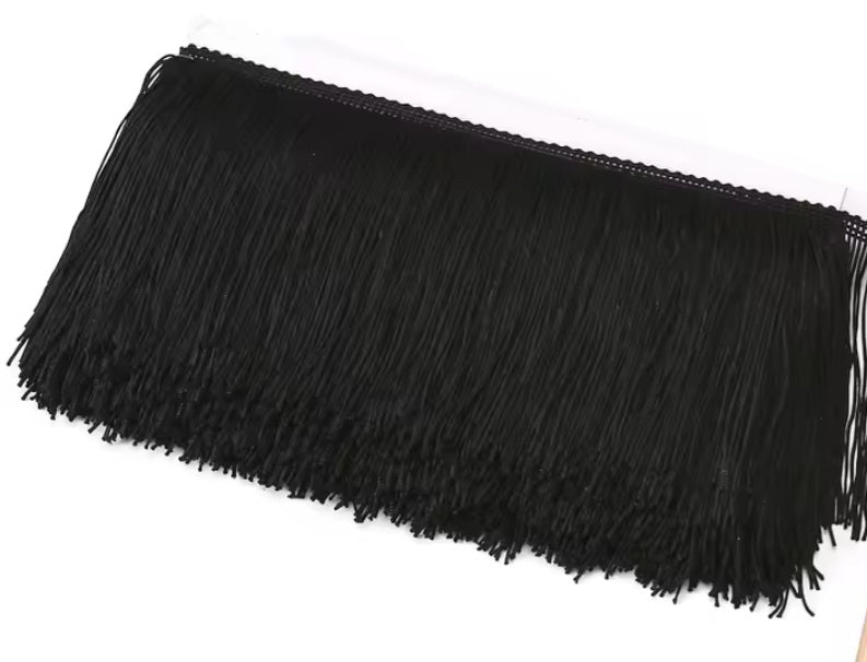 Black 3" tassle fringe trim -- one yard long