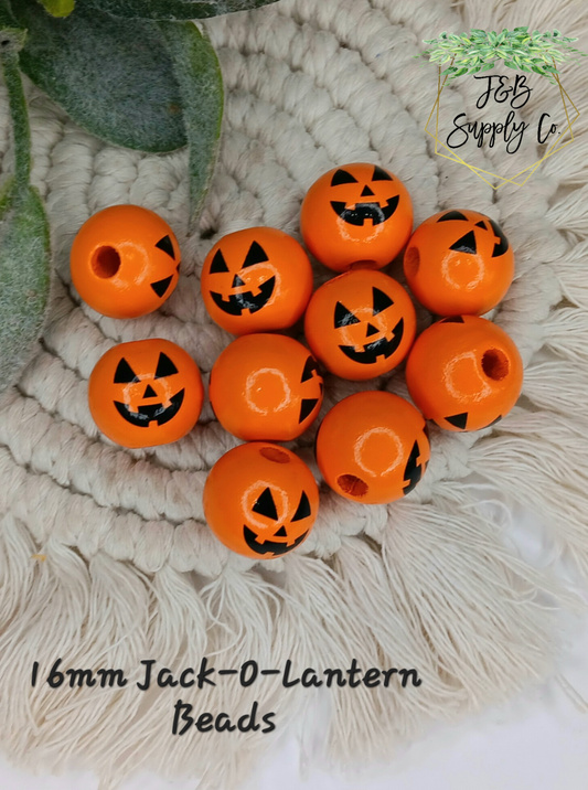 10pc wooden 16mm jack-o-lantern beads